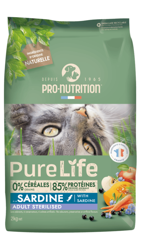Pro Nutrition pure life cat adult sterilized with sardine 2 kg